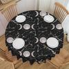 Round Fitted Triple Moon Night Pattern With Moon Crescent Stars Table Cloth Tablecloth 60 Inches Table Cover for Kitchen Dinning