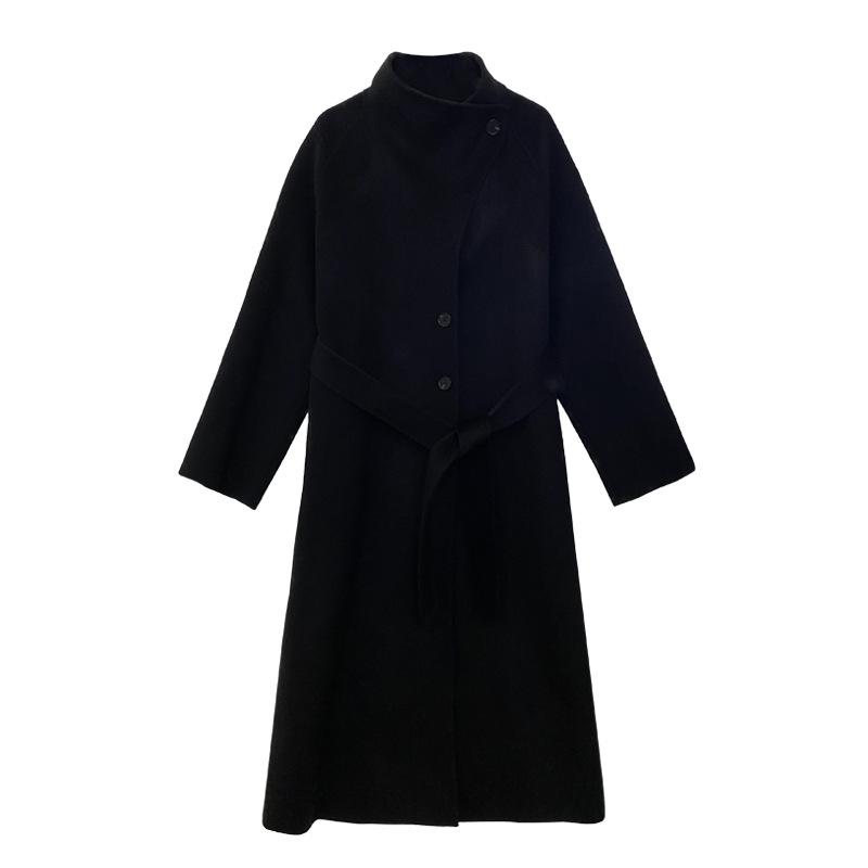 100% Wool Coat Women's Winter Belted Thickened Double-sided Woolen Coat