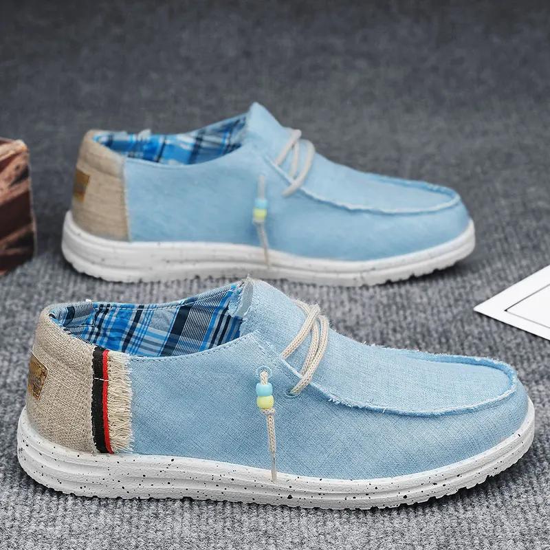 FashionSpring Summer Blue Men's Casual Boat Shoes Lightweight Slip-on Driving Shoes Men Low-cut Man Male Canvas Men Shoes Loafers
