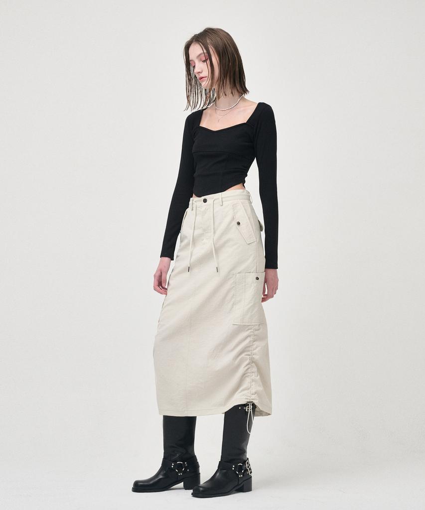 Etmont String Long Cargo Skirt, Cream