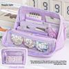Transparent Pencil Case Foldable High Capacity Girls Removable Pain Bag New 2025 Canvas Makeup Bag pencil case