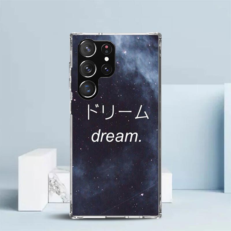 Japanese Aesthetic Text Letter Phone Case For Samsung Galaxy S24 S25 Edge S26 Ultra S22 S23 Plus S21 + S20 FE Soft TPU Back Cove