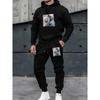 Autumn and winter street fashion casual 1-piece set European and American fashion 1D printing hooded sweater and sweatpants men