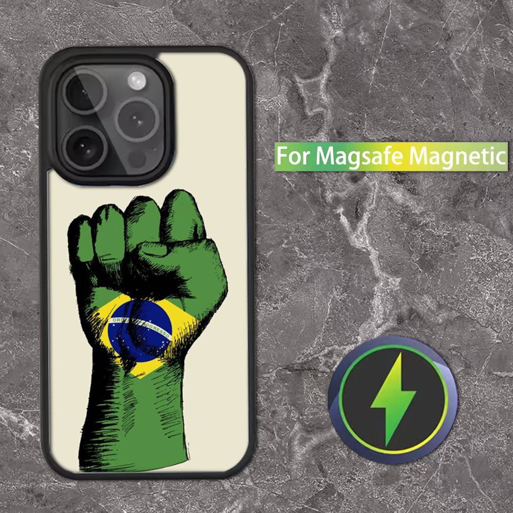 Brazil Brazilian Flag Phone Case For iPhone 16,15,14,13,12,11,Pro,Max,Plus,Mini,SE Magsafe Magnetic Wireless Charging