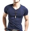Herren Übergröße Sommer Basic Top Einfarbig Kurzarm V-Ausschnitt Slim Fit T-Shirt