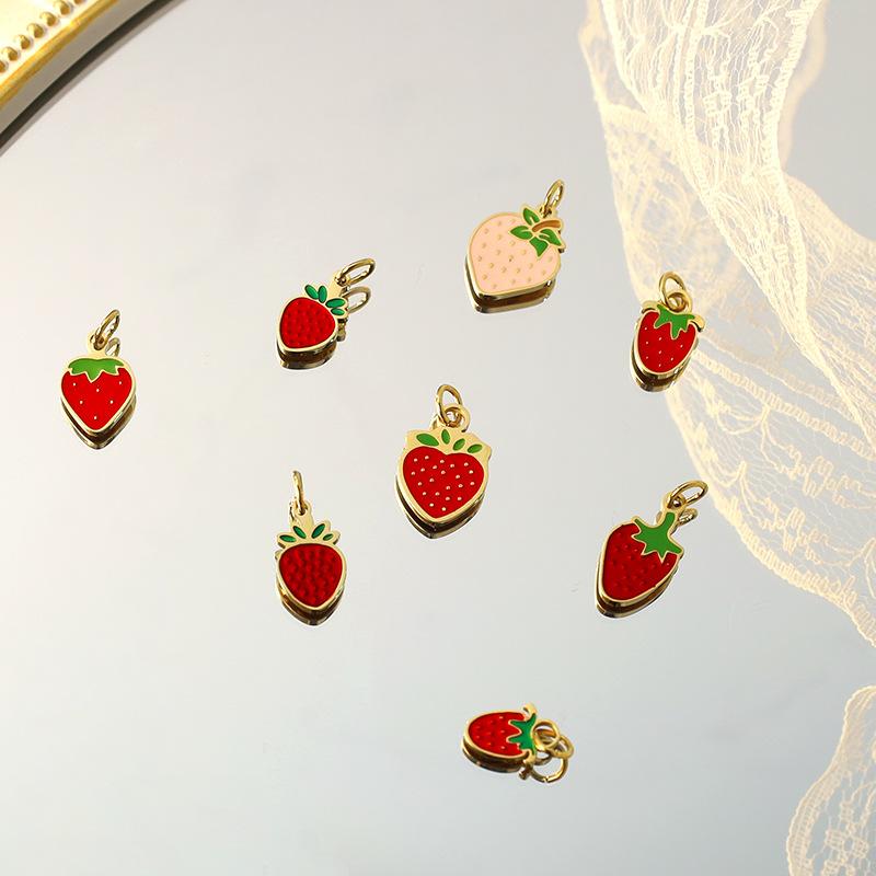 Summer On The New National Tide Does Not Fade Niche Dripping Oil Colored Strawberry Necklace Accessories Diy Design Pendant Women