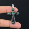 Green Onyx Gemstone Handmade 925 Sterling Silver Gift Cross Pendant 2.10" g2d66