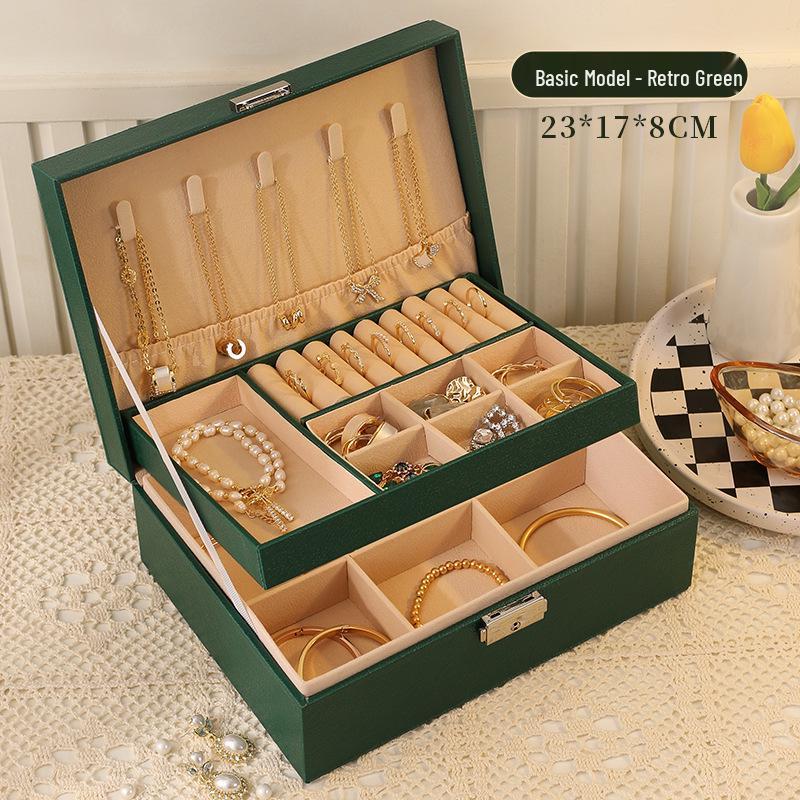 Exquisite Large-Capacity Jewelry Storage Box for Necklaces, Earrings, Bracelets, and Rings.