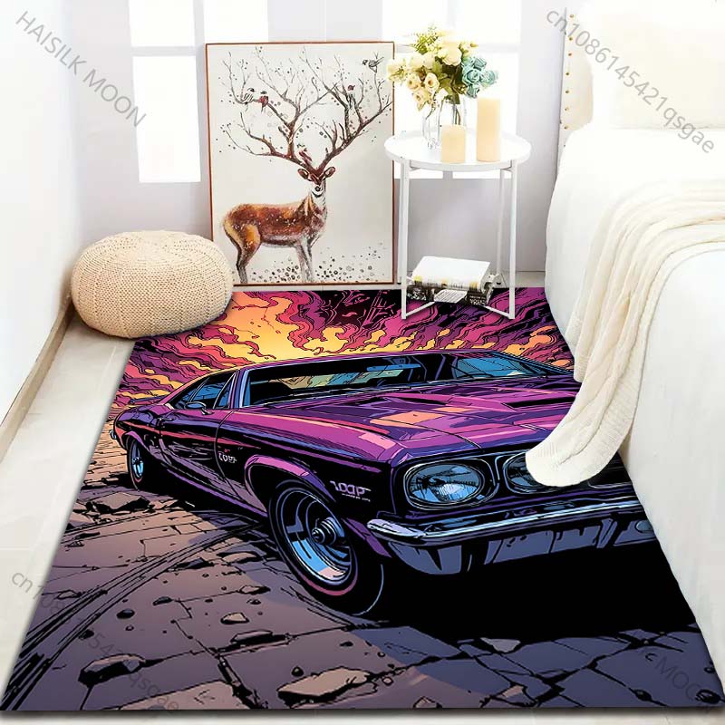1 alfombra con diseño de coche de carreras genial para dormitorio, sala de estar, mesita de noche, sofá, alfombrilla de suelo, decoración moderna del hogar, alfombra de área, tamaño grande