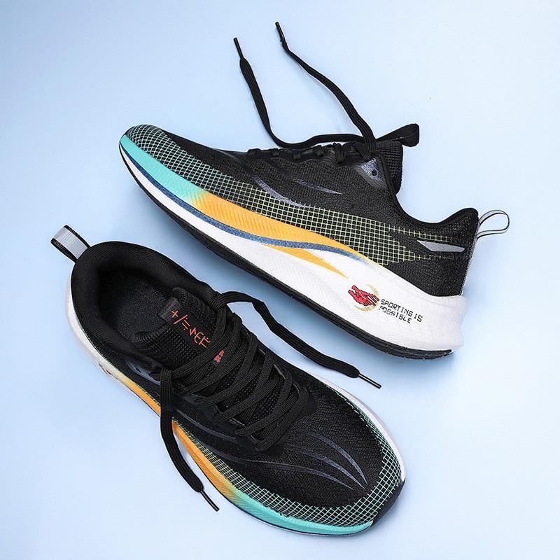 Men Women Lightweight Running Shoes With Carbon Plate Foam Cushion Low-Top Breathable Sport Sneakers