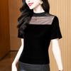New Temperament Versatile Semi-turtleneck Splicing Short-sleeved Outer Wear Bottoming Shirt Pullover T-shirt Top