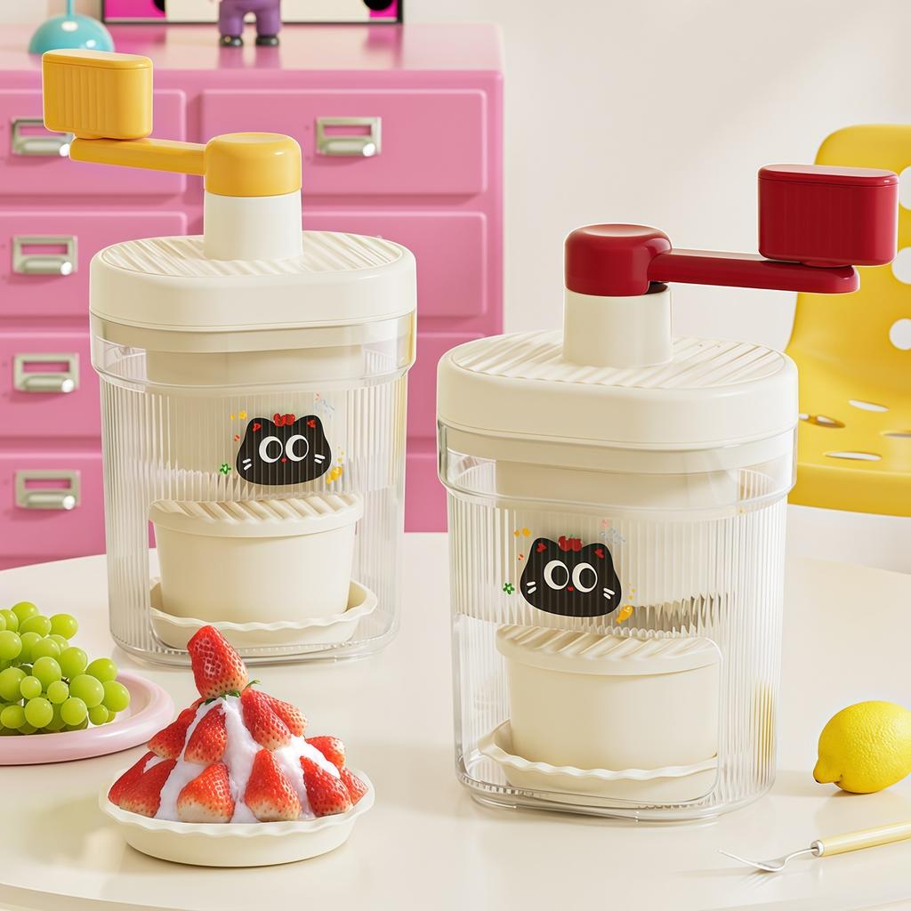 Hand-Operated Mini Durable Manual Small Shaved Ice Machine Hand Crank Ice Crusher Removable Household Ice Cream Tools