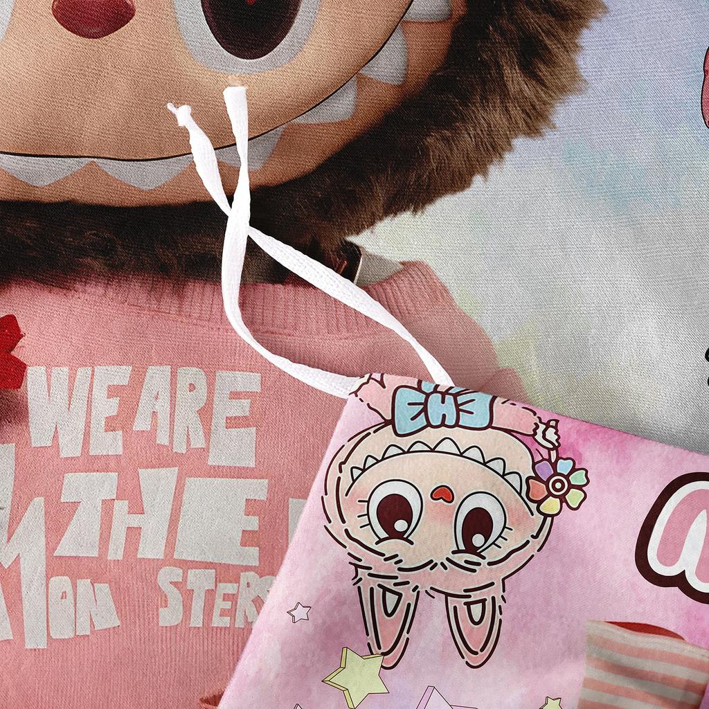 Cartoon Cute Labub 3D Printed Quilt Cover Three-Piece Set Student Dormitory Bedding Four-Piece Set