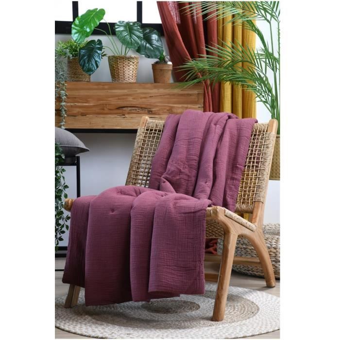 Plaid ou Edredon - Pop color - Pourpre - 180 x 220 cm - Coton - Douceur et confort