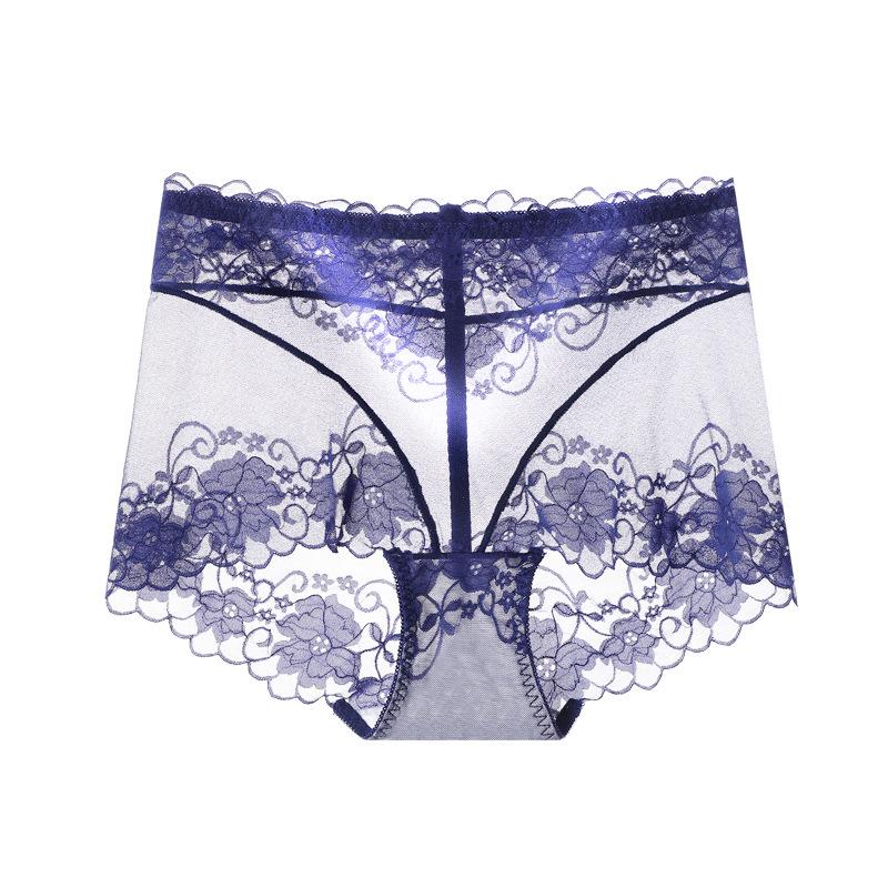 618 Spring/Summer Lace Mid-Waist Hip Lift Triangle Panties - Comfortable Plus Size Women's Underwear with Cotton Crotch