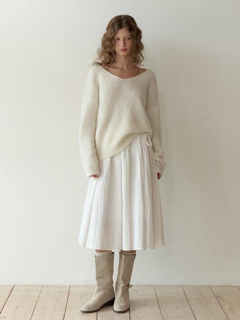 Liel Off Pleats Skirt (Ivory)