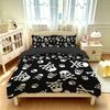 A 3-Piece Black and White Skull-Head Print Bedding Set Including A Duvet Cover and Two Pillowcase Machine-Washed