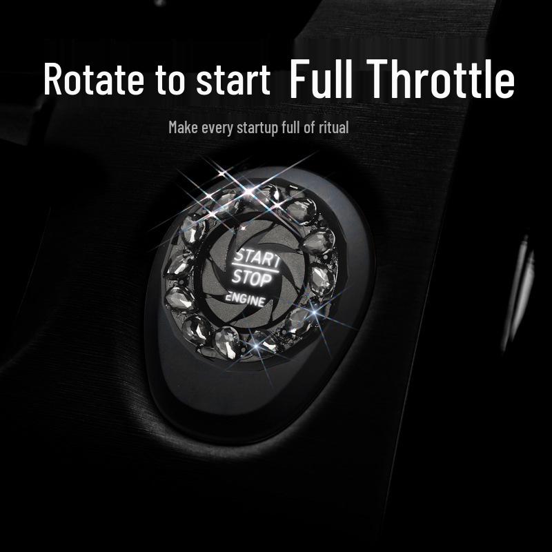 Car Ignition Start Button Decor Ring with Inlaid Crystal Diamonds for Women