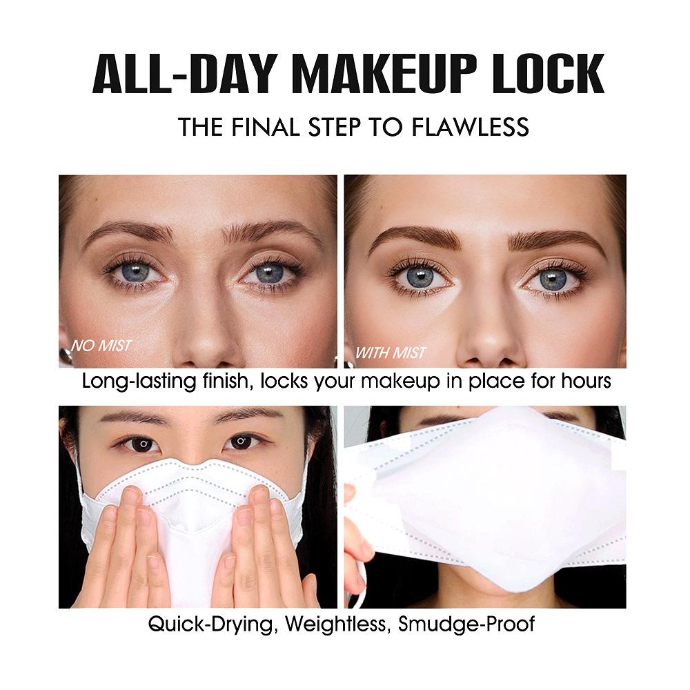 BOB Kviksand setting spray, vand fjerner ikke makeup, langvarigt fugtgivende, hurtig filmdannelse, mat overflade