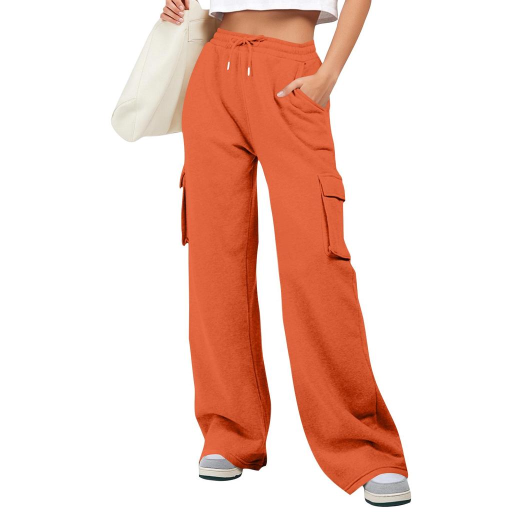 Womens High Waist Drawstring Cargo Sweatpants Casual Loose Long Pants