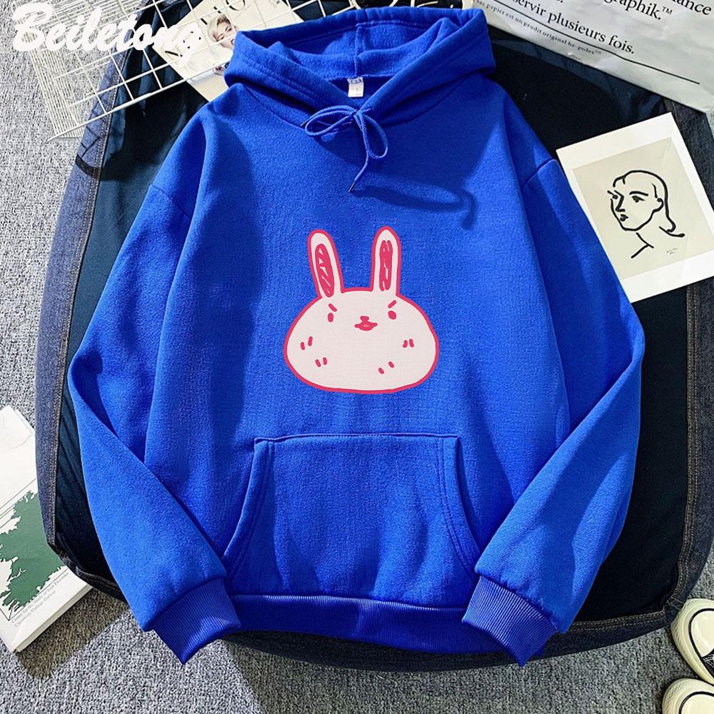 Omori Hoddie Kawaii Pink Bunnyprinting Hoodies Man Woman Harajuku Sweatshirts Pocket Clothes