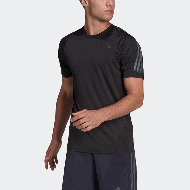 Adidas Crew Neck Short Sleeve Solid T-Shirt With Print Men Tops Black HE2474