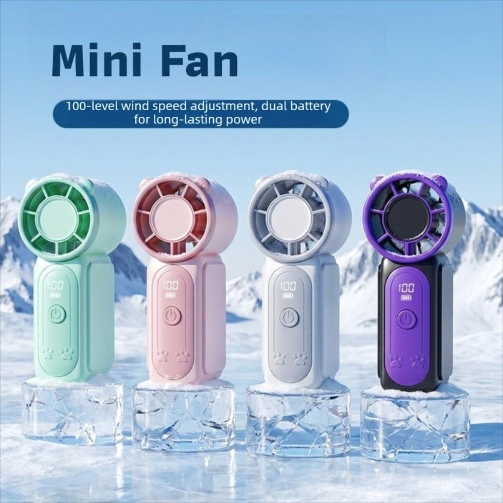 Portable Digital Display Ultra Mini Fan Small Pocket Size USB Rechargeable Portable Hand Fan Low Noise Handheld Fan Travel