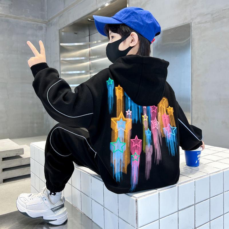 Gutteklær Treningsdress Barn Pullover Sweatshirts + Bomull Sportsbukser 2 stk Barnedress Klær Gutt