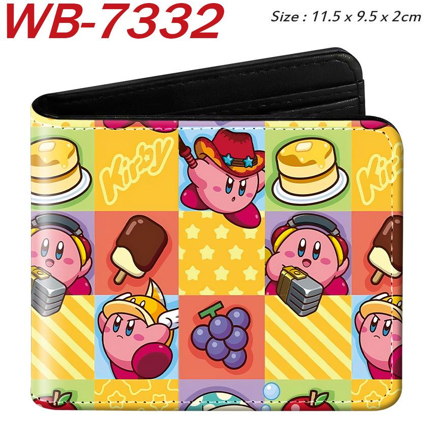 Kirby Short Trifold Wallet Cute Kawaii Anime Pink Mini Coin Purse for Women Girls Students 1pcs