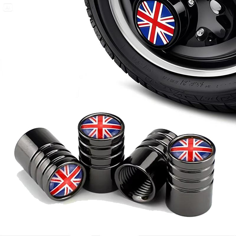 YSA5 4Pcs General UK Flag Bike Moto Car Tires Wheel Valve Cap Cover For Mini Cooper Countryman Clubman R55 R56 R60 F55 F60 Car Stye