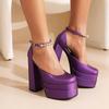 Women High Heels Sexy Ladies High Heel Sandals Buckle Square Toe Platform Shoes