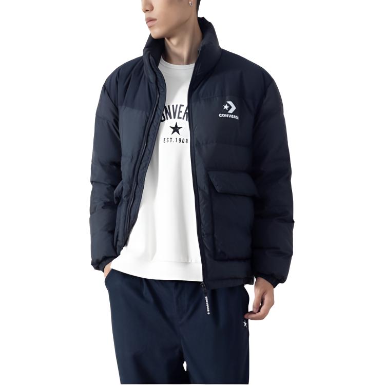 Converse Down Jackets Men's Blue 023 Stand Collar Moderate Puffer Jacket MCJ215-023