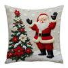 Christmas Embroidered Pillow Covers Set of 4 Santa Deer Snowman Cushion Cases Winter Holiday Sofa Decor (No Insert)