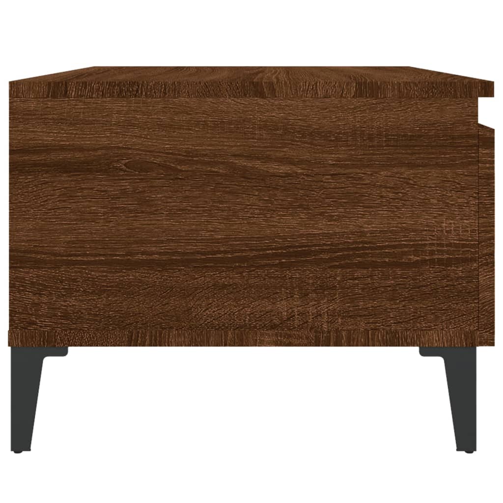 Side Table Brown Oak Effect 50 X 46 X 35 Cm Engineered Wood