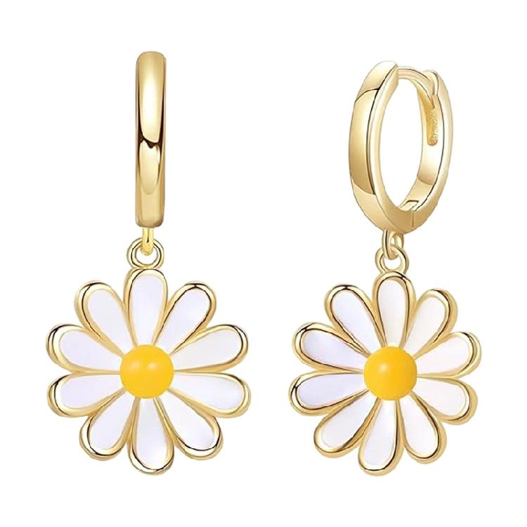Vibrant Oil Drip Floral Earrings Elegant Alloy Hoops Ear Accessories Jewelry Suitable For Weddings Celebrations