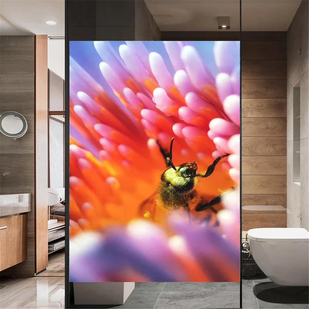 Static Cling Privacy Windows Film Decorative Plant Style Stained Glass Window Stickers   Frosted Windows Film For Home