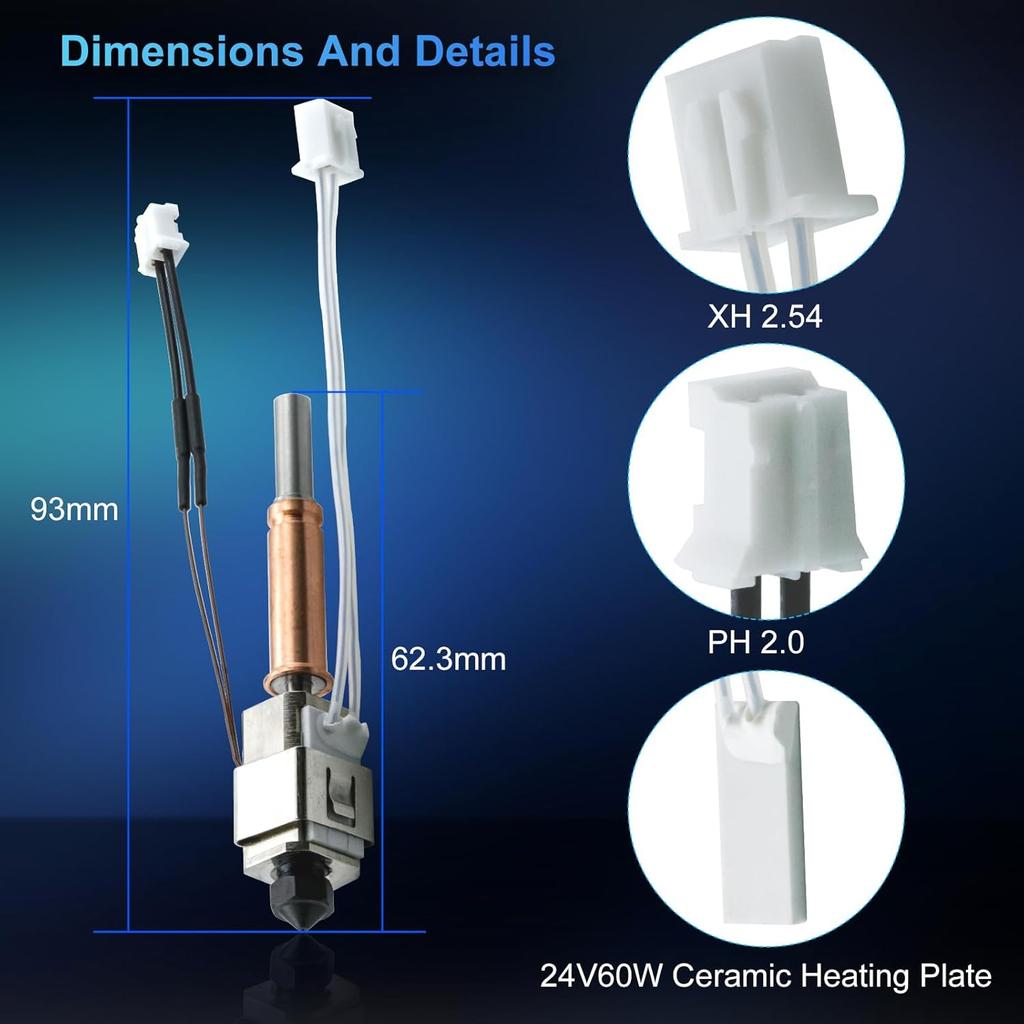 Upgrade Hotend for Kobra 3 Combo Print Head Extruder Kit Heater Block Heating Cartridge Thermistor with 0.4MM Hardened Steel Nozzle Silicone Cover