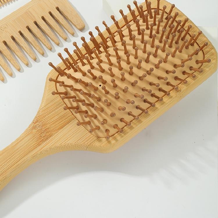 3pcs Practical Bamboo Paddle Brush and Comb for Effortless Styling and Scalp Health Suitable for Various Hair Type