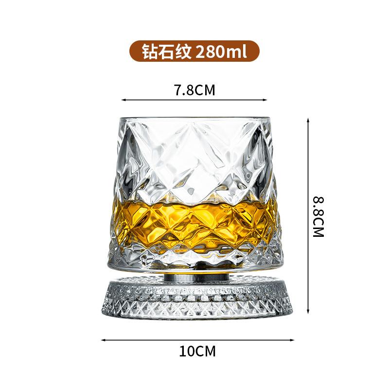 Crystal Rotating Whisky Tumblers Cocktail Whiskey Glasses Bar Drinkware for Bourbon & Scoth & Vodka, Whiskey Drinks Etc