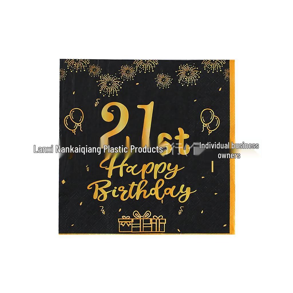 Black Gold First Birthday Theme Paper Napkins for Parties
