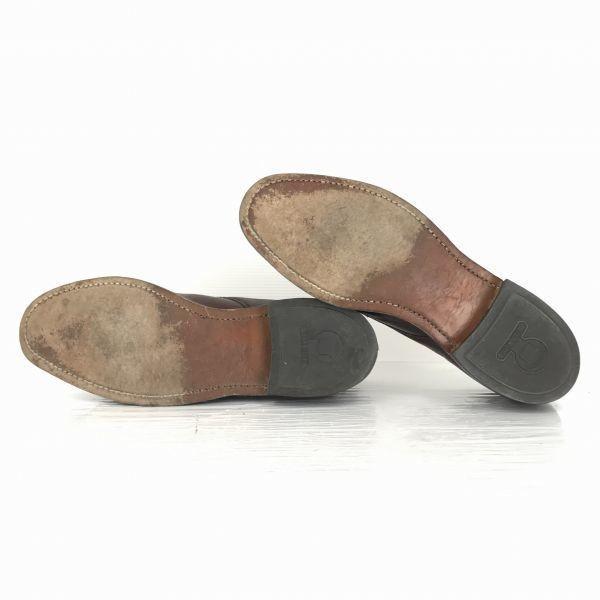 USA 80s Vintage Goodyear Leather Embossed U Tip Service Shoes 9D 26.5 Brown Dress Shoes Business(USED)