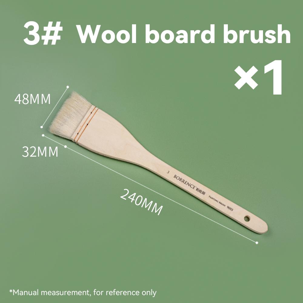 Flat Hake Paint Brushes Wool Hair Artist Painting Brushes for Oil Acrylic Watercolor Paints Drawing Art Supplies Wood Handles