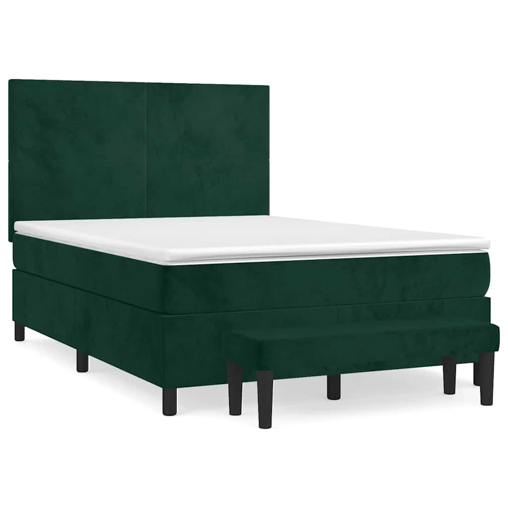 Box Spring Bed with Mattress Dark Green 140 x 190 cm Velvet