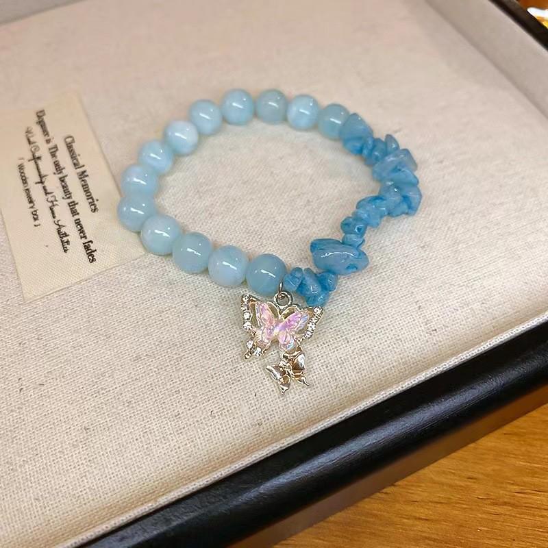 Butterfly Blue Delicate Bracelet For Women Sweet Style Beaded Friendship Jewelry
