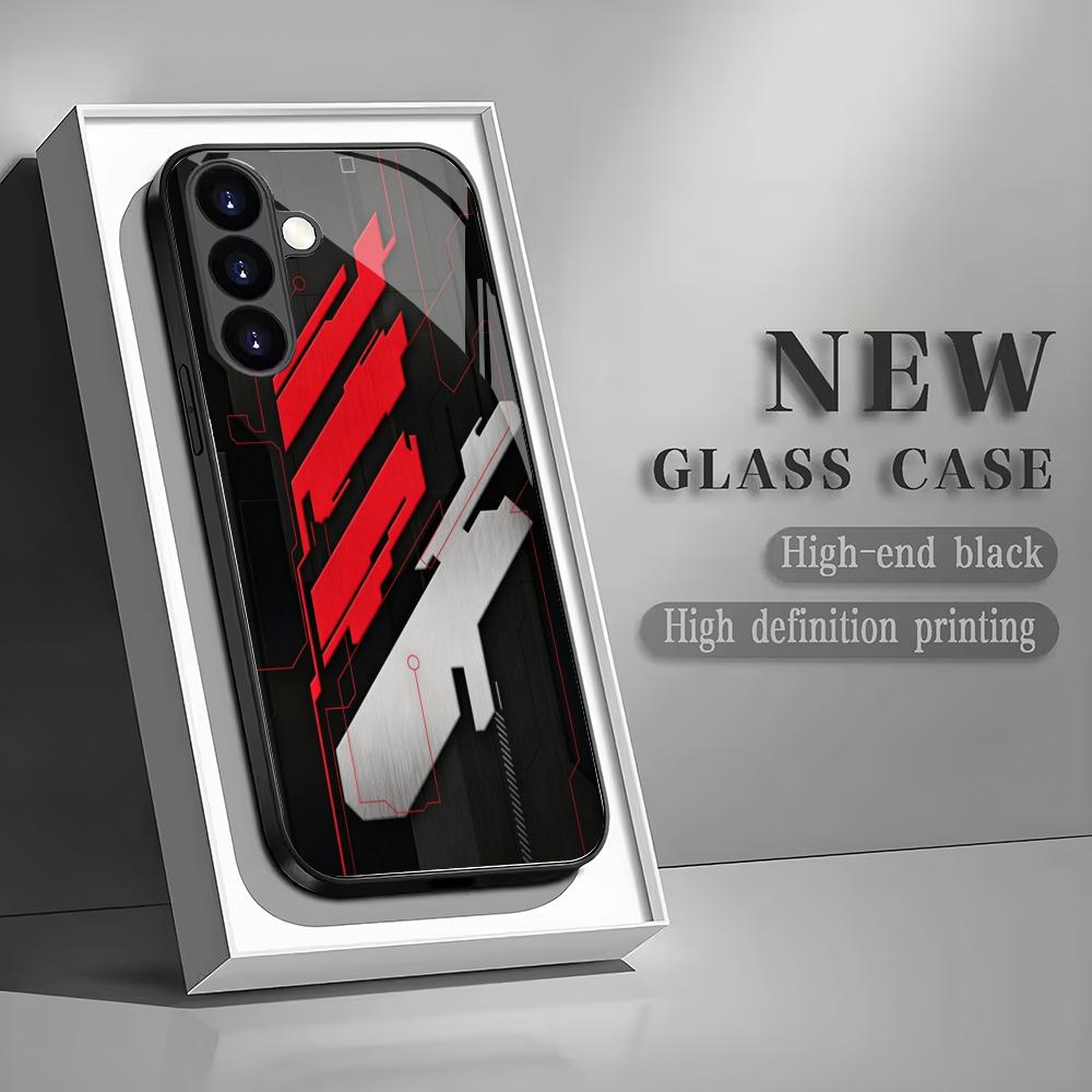 Men's black tempered glass phone case suitable for Samsung Galaxy S26 S25 S24 S23 S22 S21 S20 FE/Ultra/Plus hard case back cover
