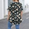 Damenmode Große Größe Rundhals Kurzarm Casual Print Lose Pullover Top
