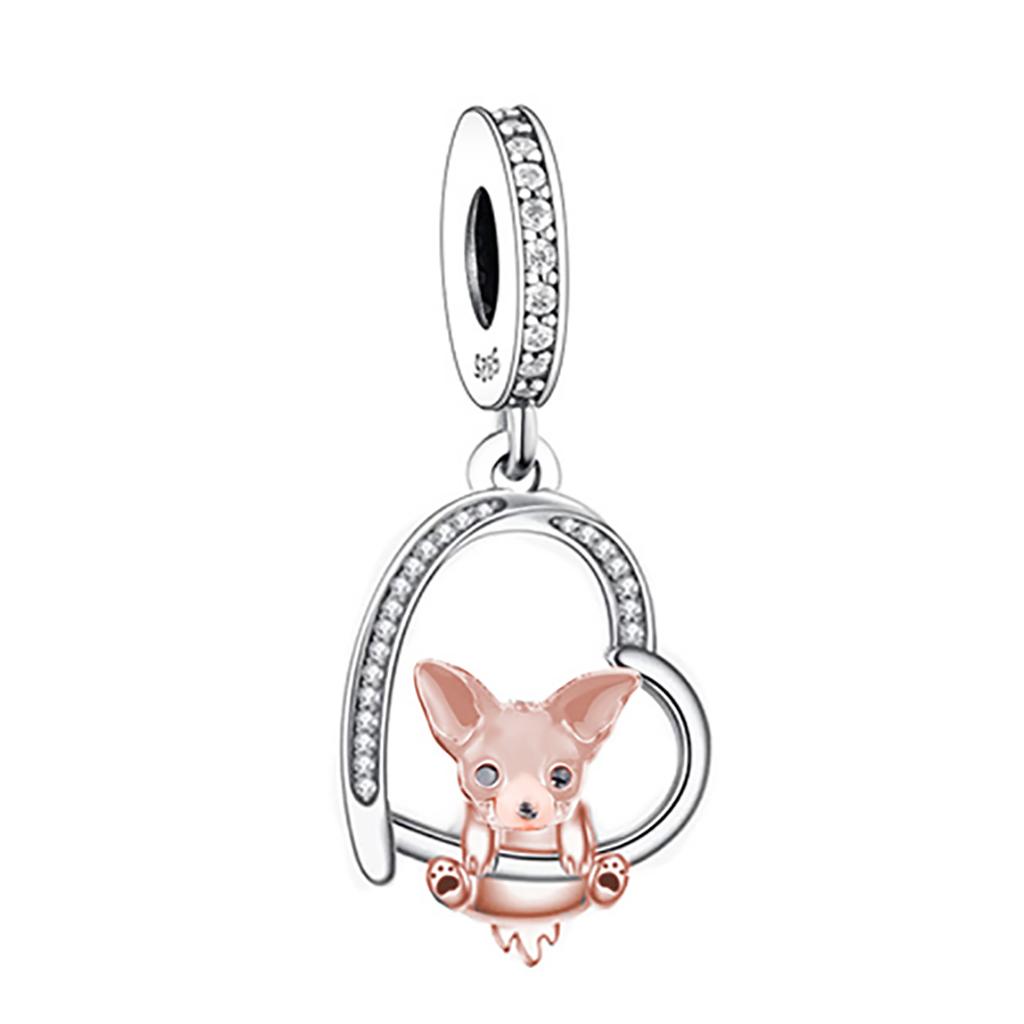 Fit Original Pan Charm Braceletcopper Yorshire Chihuahua Schnauzer Pomeranian Poodle Dog Bead For Making Women Berloque Diy