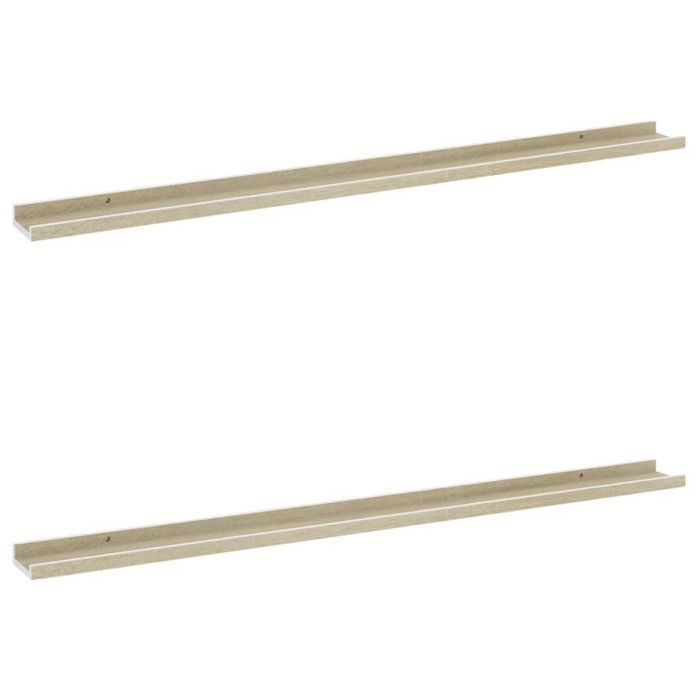 VidaXL Wall Shelves 2 Pcs White and Sonoma Oak 115x9x3 Cm