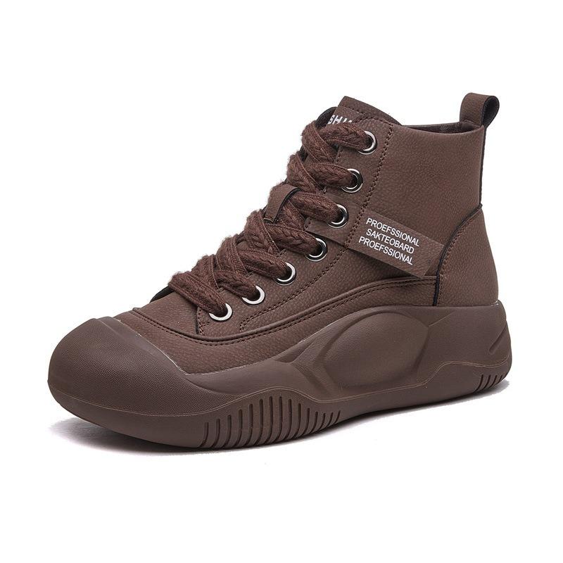 Genuine Leather Thick Bottom Short Boots Retro High-top Shoes Casual Single Boots