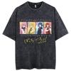 Men Oversized Printed Tshirts Bocchi Club Music Band Anime Bocchi The Rock Cotton Tops Creative Crew Neck Tees Washed TShirt